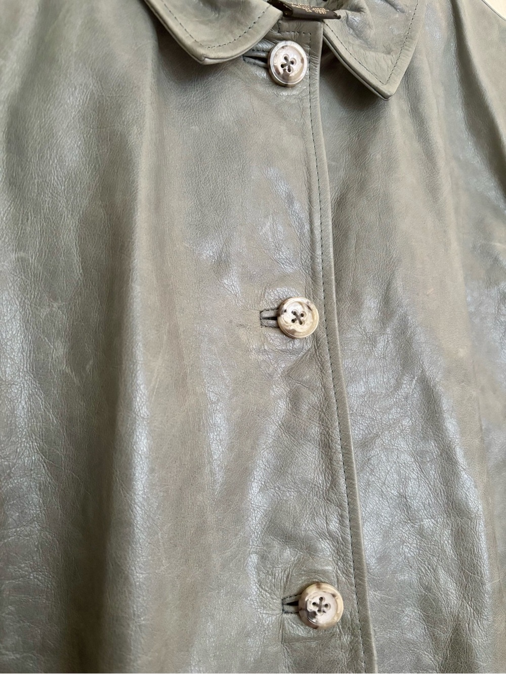 Y2K Banana Republic Women’s Vintage Leather Jacket Sage Green 14 - Picture 6 of 9